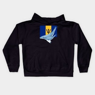Flag of Barbados with Humpback Whales Kids Hoodie